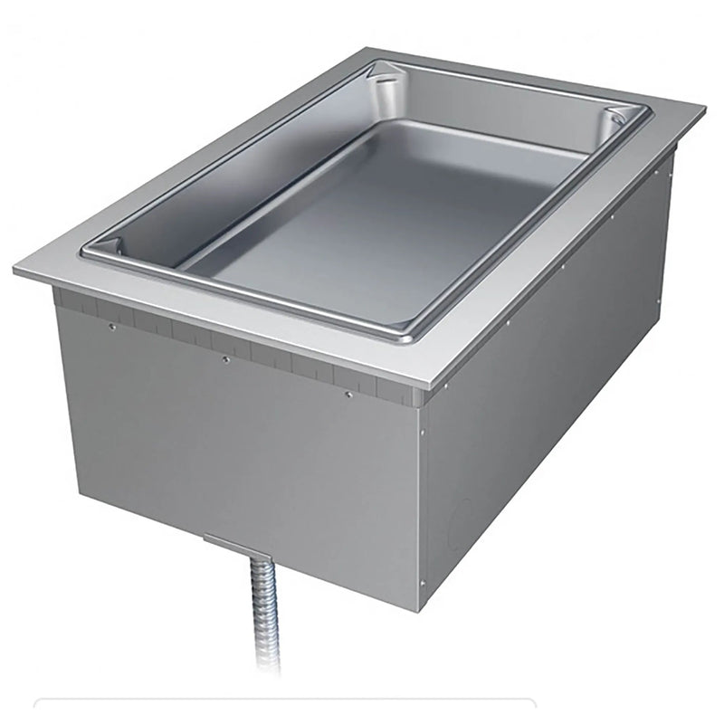 Hatco DHWBI-1 single full size drop-in electric dry food warmer in stainless steel with one pan well, angled view