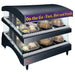 Hatco GR3SDS-27DCT heated glass 27 inch pass through station in black with two shelves of packaged hot meals