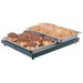 Hatco GRS-24-I countertop 24 inch heated shelf in black shown holding two pans of glazed pastries and donuts