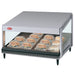 Hatco GRSDS-24 merchandising 24 inch single shelf warmer in aluminum shown holding wrapped sandwiches