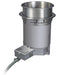 Hatco HWB-4QT 4 quart round drop-in soup warmer in stainless steel with wired control box and conduit, angled view