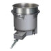 Hatco HWB-7QT 7 quart round drop-in soup warmer in stainless steel with wired control box and conduit, angled view