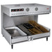 Hatco MPWS-36 multi section 37 inch warming station with steam pan, sauce cups and fry baskets loaded, angled view