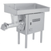 Hobart 4146-19 size 32 meat grinder, stainless steel floor model with wide feed pan and grinding head, angled view