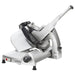 Hobart HS6 Series manual aluminum meat slicer with 13-inch blade, carriage and pusher arm, angled front view