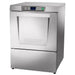 Hobart LXNH-2 high-temp under counter dishwasher, stainless steel with door closed and top control panel, angled view