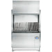 Hobart PW-20 large pot and pan washer with hood raised showing sheet pans loaded on the wash rack, front view