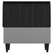 Hoshizaki B-250SF 30-inch ice storage bin in stainless steel with black top-hinged door, straight front view