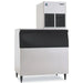Hoshizaki F-1002MAJ-C modular cubelet ice machine shown mounted on a wide stainless steel ice bin, sold separately
