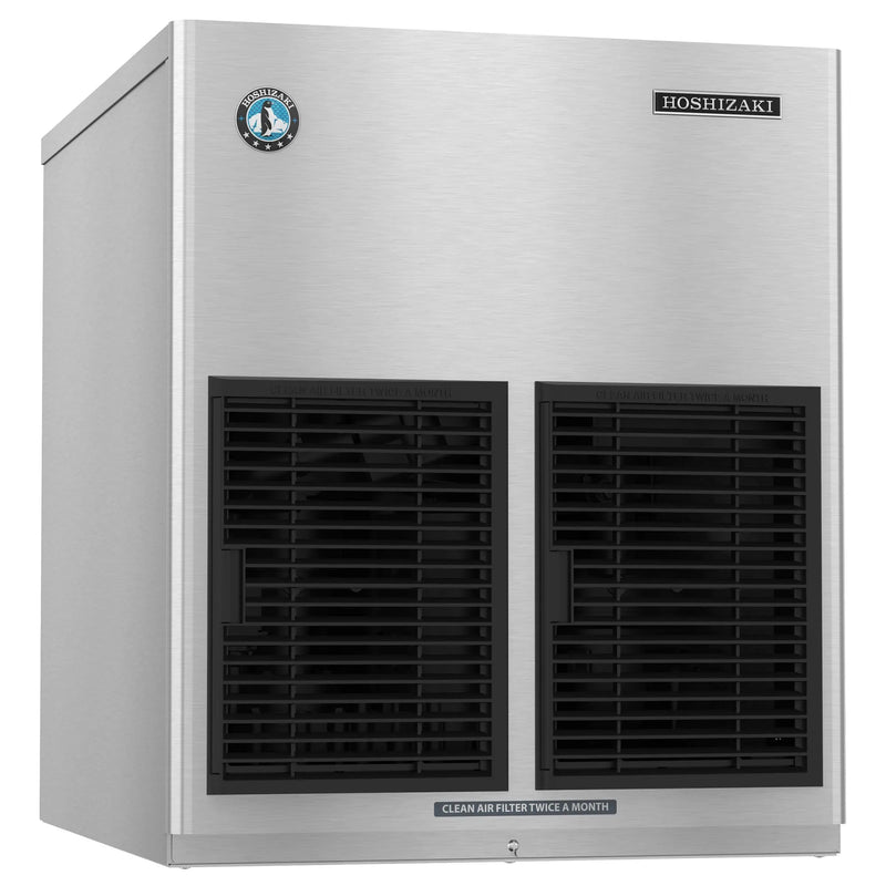 Hoshizaki F-1002MAJ-C modular cubelet ice machine head in stainless steel with two black vented front panels