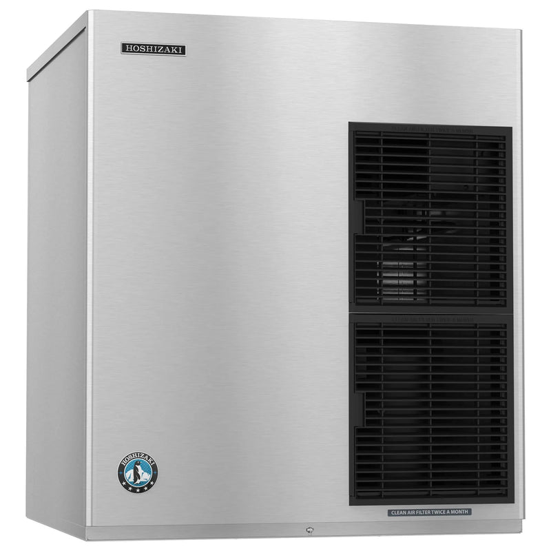 Hoshizaki F-1501MAJ modular flake ice machine head in stainless steel with black vented front panel