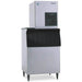 Hoshizaki F-822MAK modular flake ice machine shown mounted on a stainless steel ice bin, sold separately