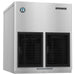 Hoshizaki F-822MAK modular flake ice machine head in stainless steel with two black vented front panels