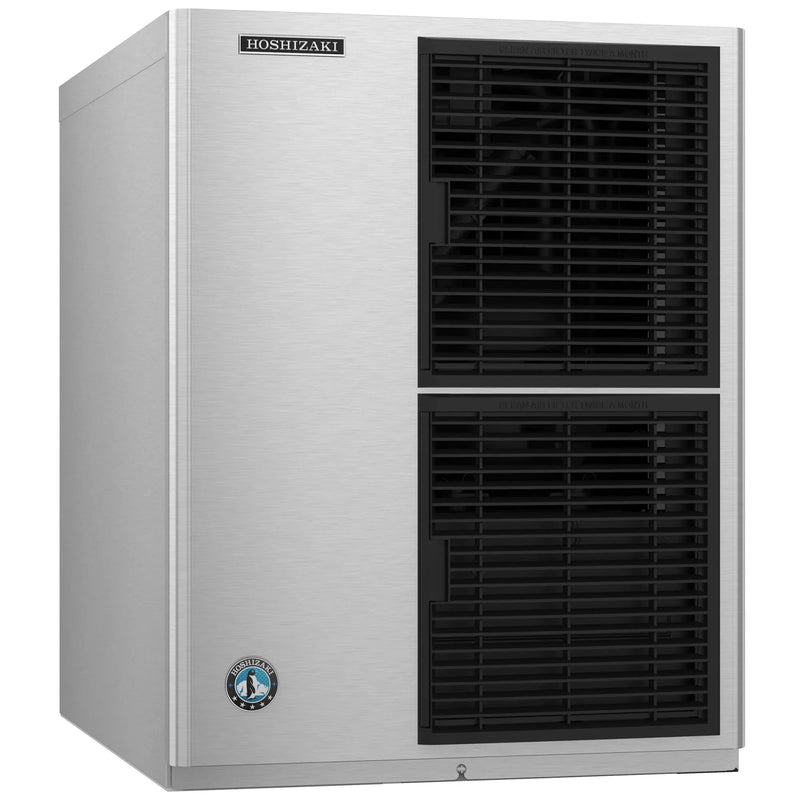 Hoshizaki KM-350MAJ modular crescent ice machine head in stainless steel with black vented front panel