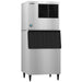 Hoshizaki KMD-705MAJ low profile modular crescent ice machine shown mounted on a stainless steel ice bin