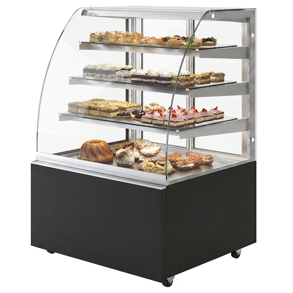 IGLOO By NOVA DOMINIKA Series Curved Glass 3 Tier Refrigerated Pastry Display Case - Various Sizes-Phoenix Food Equipment