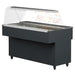 IGLOO KASIA Series refrigerated display case in dark grey on legs with straight glass sneeze guard, angled view