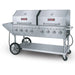 IKON IRBQ-60 propane outdoor gas grill in stainless steel with twin hood lids, side shelf and cart wheels