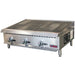 Ikon IRB-36 36-inch gas countertop radiant charbroiler in stainless steel with three control knobs, angled
