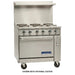 Imperial IR-6-E 36-inch electric range with six French plates, backsplash and standard oven, on optional casters