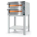 Italiana Food Tech CP230 electric 24 x 18 inch Compact Pro double deck pizza oven on a stainless steel stand