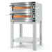 Italiana Food Tech CP435 electric 28-inch Compact Pro double deck pizza oven mounted on a stainless steel stand