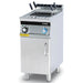 Italiana Food Tech E74 electric single pasta cooker in stainless steel with baskets and rotary controls, front view