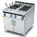 Italiana Food Tech E78 electric double pasta cooker with portion baskets in both wells and two door cabinet base
