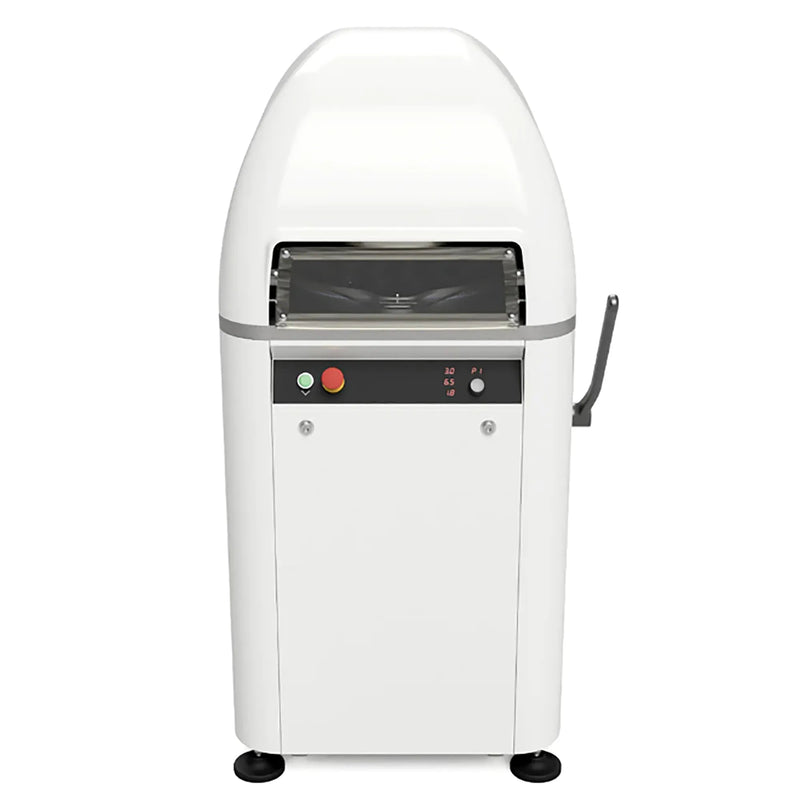 Italiana Food Tech IDR/S semi-automatic dough divider and rounder in white with front control panel, front view