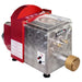 Italiana Food Tech IPE-18 countertop pasta extruder with red housing, stainless steel body and brass pasta die