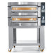 Italiana Food Tech ML635 electric 28 x 42 inch Michelangelo double deck pizza oven on a stainless steel caster stand