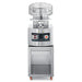Italiana Food Tech PZP40 pizza dough press in stainless steel mounted on a matching cabinet stand with casters