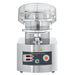 Italiana Food Tech PZP40 pizza dough press in stainless steel with digital controls and round guard, front view