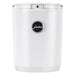 Jura Cool Control 1L milk cooler in white with chrome Jura logo badge, front view