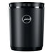 Jura Cool Control 1L milk cooler in black with chrome Jura logo badge, front view