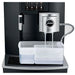 Jura GIGA X8C commercial automatic coffee machine, front close-up of the clear milk container and milk tube