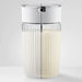 Jura glass milk carafe for automatic coffee machines, 16.9 oz, ribbed glass filled with milk, close-up view