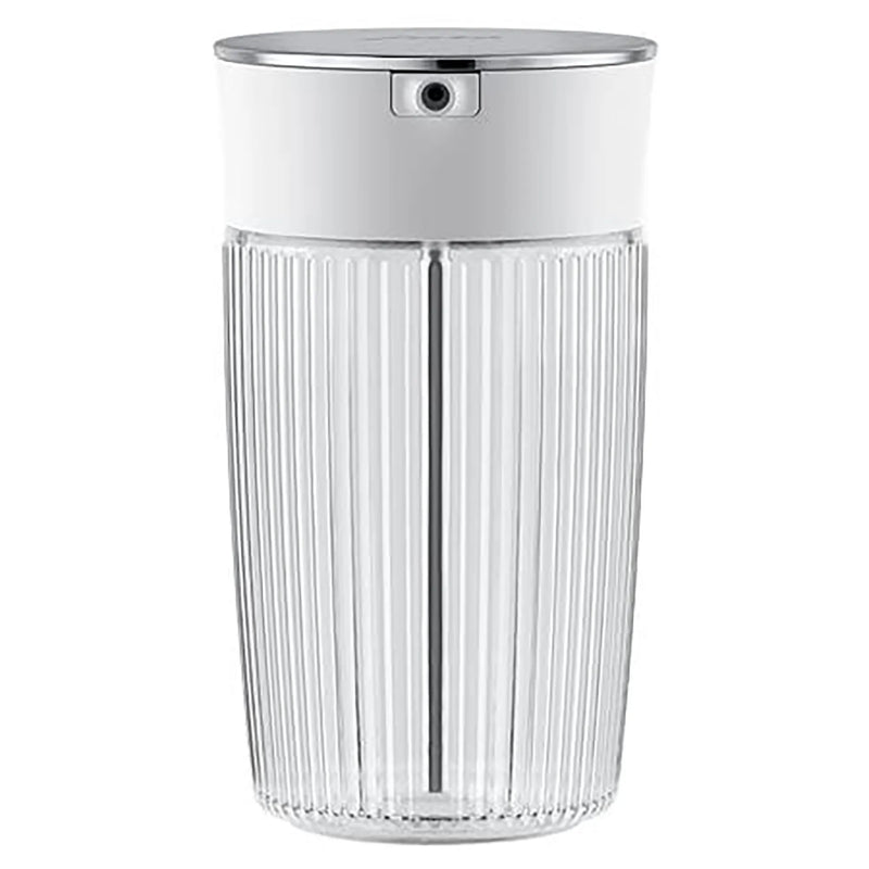 Jura glass milk carafe for automatic coffee machines, 16.9 oz, ribbed clear glass with white lid, front view
