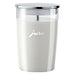 Jura glass milk container for automatic coffee machines, 16.7 oz, filled with milk, stainless steel lid on top