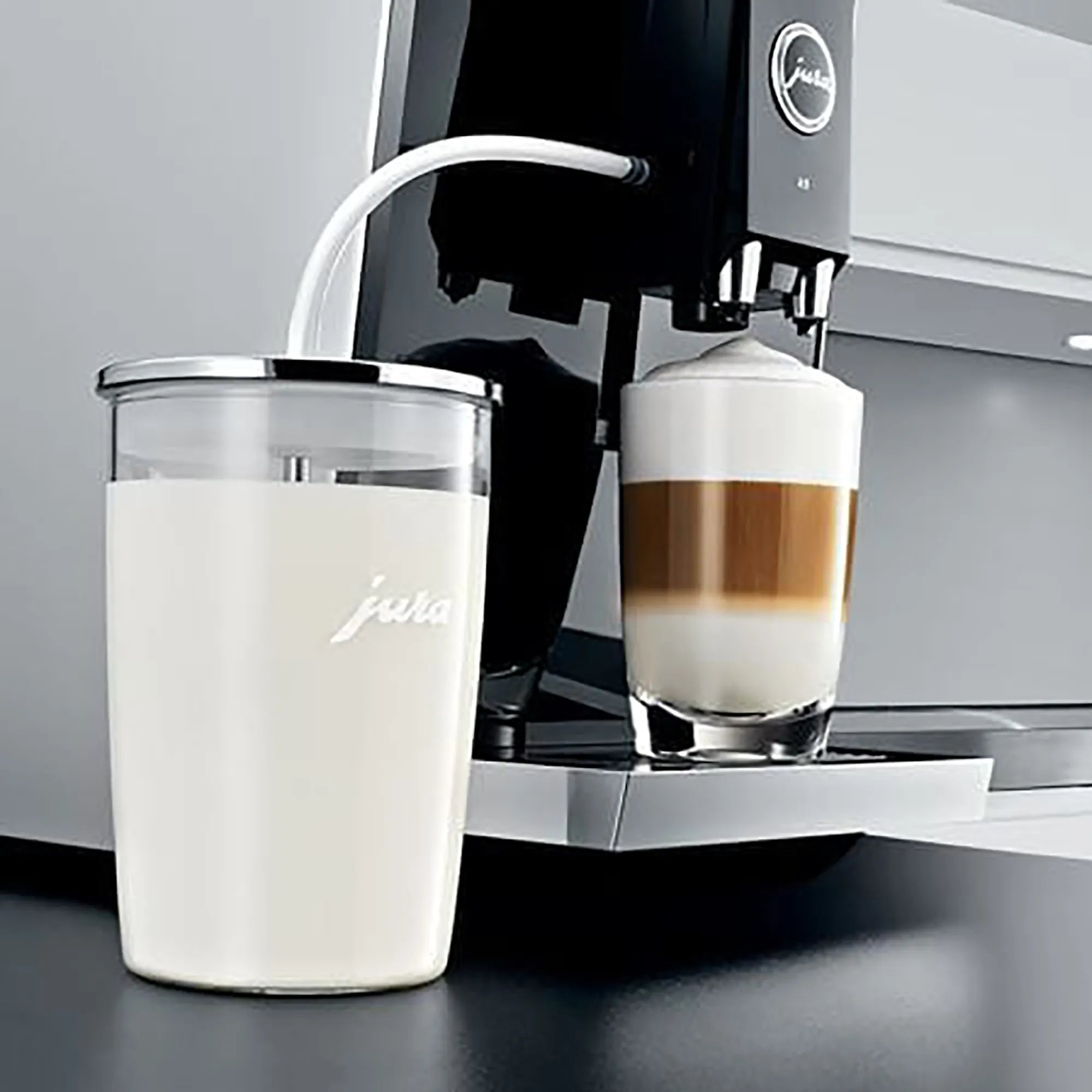 Jura Glass Milk Container for Automatic Coffee Machines - 16.7 Oz. Capacity-Phoenix Food Equipment