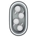 Jura Hot Cup Warmer S, top view of the oval interior holding four stacked white espresso cups