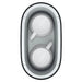 Jura Hot Cup Warmer S, top view of the oval interior holding two large white cups with saucers
