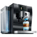 Jura Z10 residential automatic coffee machine, angled view dispensing a layered iced milk coffee into a glass