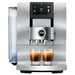 Jura Z10 residential automatic coffee machine in aluminium silver, front view with two espressos and water tank