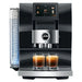 Jura Z10 residential automatic coffee machine in black with touchscreen, front view brewing two espressos
