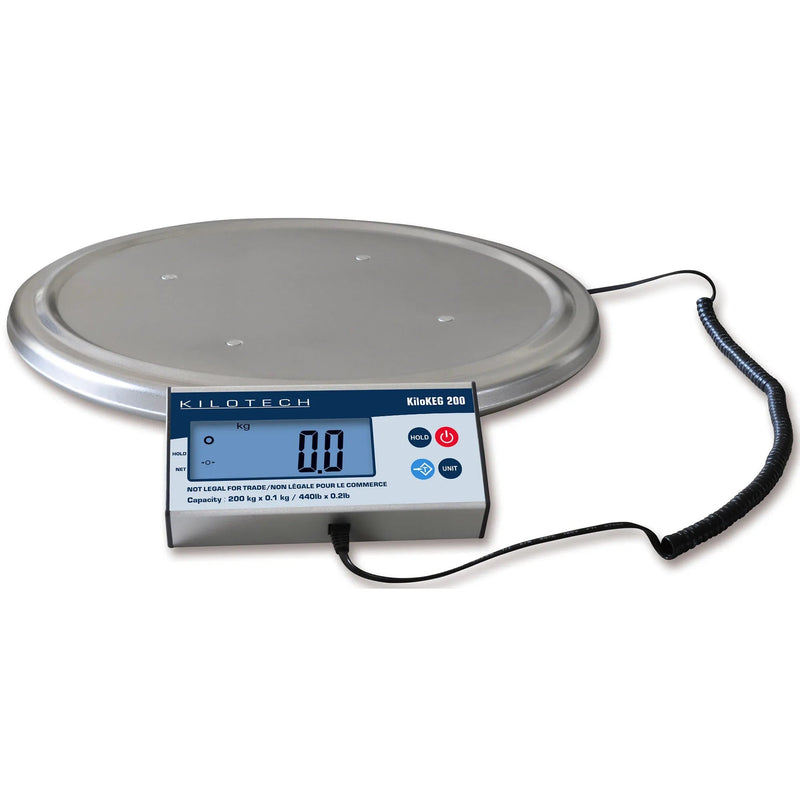 Kilotech K851249 keg scale, round stainless steel platform with corded remote digital display