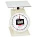 Kilotech KAM Series mechanical dial scale with wide rectangular stainless steel platform, front view