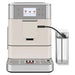 KitchenAid KES8557BK fully automatic espresso machine shown in a cream finish with milk container, front view