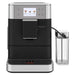 KitchenAid KES8557BK fully automatic espresso machine in black with touchscreen and milk container, front