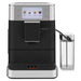 KitchenAid KES8558BK fully automatic espresso machine in black with touchscreen and milk container, front
